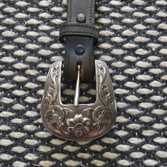 Vintage Nocona Tan Leather Belt And Buckle - Picture 1 of 12